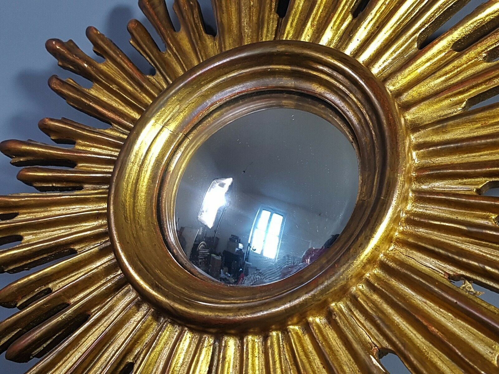 Witch-carved wood mirror - gilded