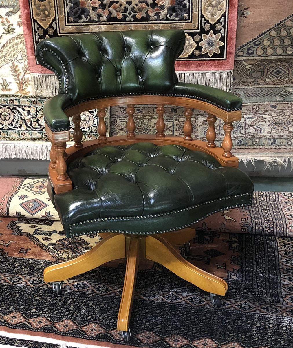 Chesterfield office chair swivelling leather - adjustable height