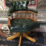 Chesterfield office chair swivelling leather - adjustable height