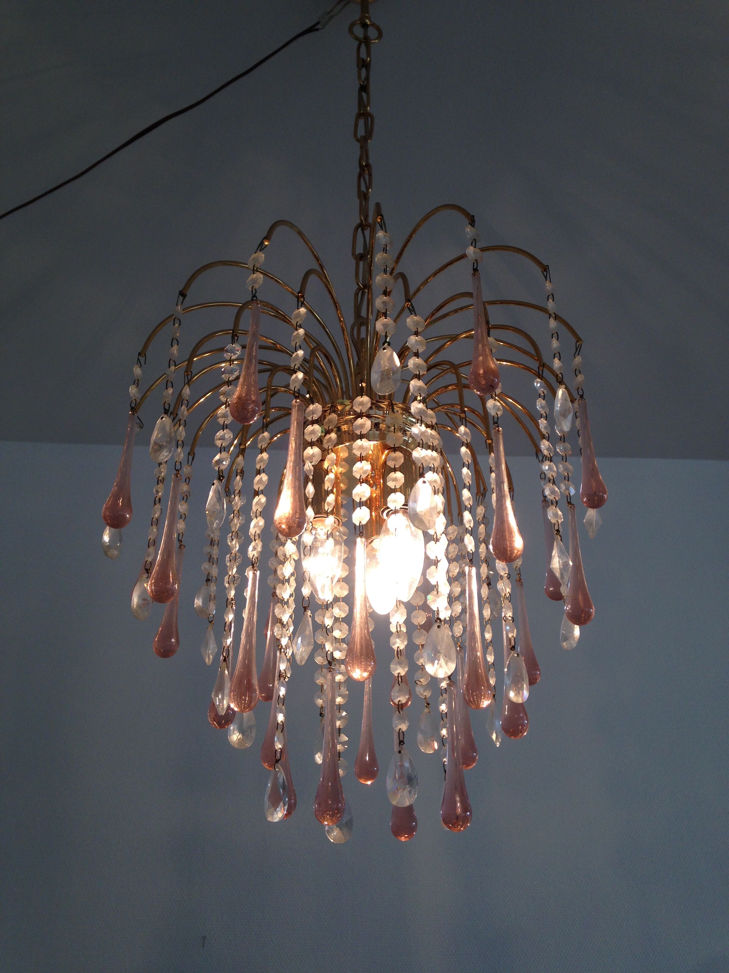 Pendants chandelier drops crystal of Murano circa 1980