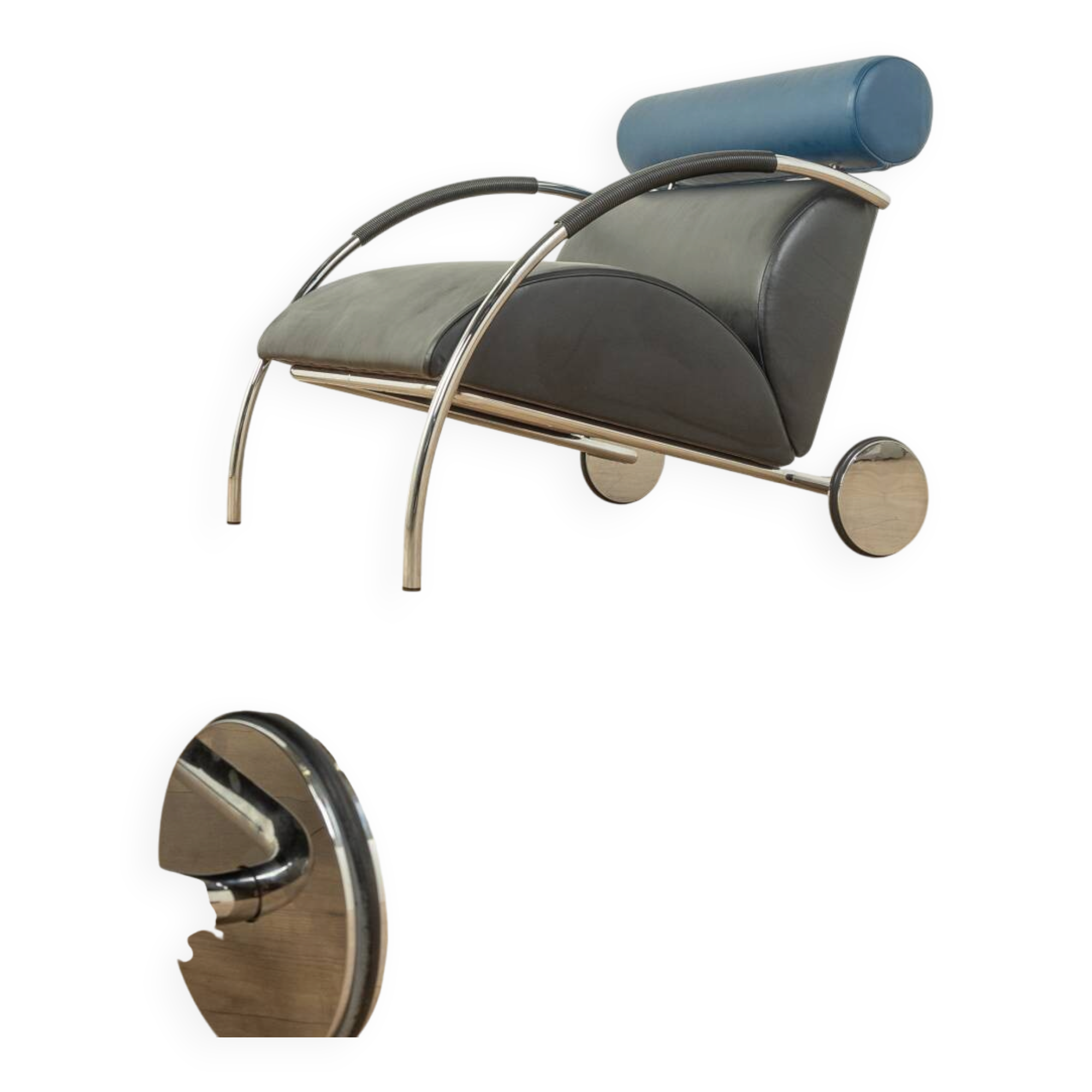 Fauteuil en chrome et cuir Zyklus par Peter Maly pour COR, 1984