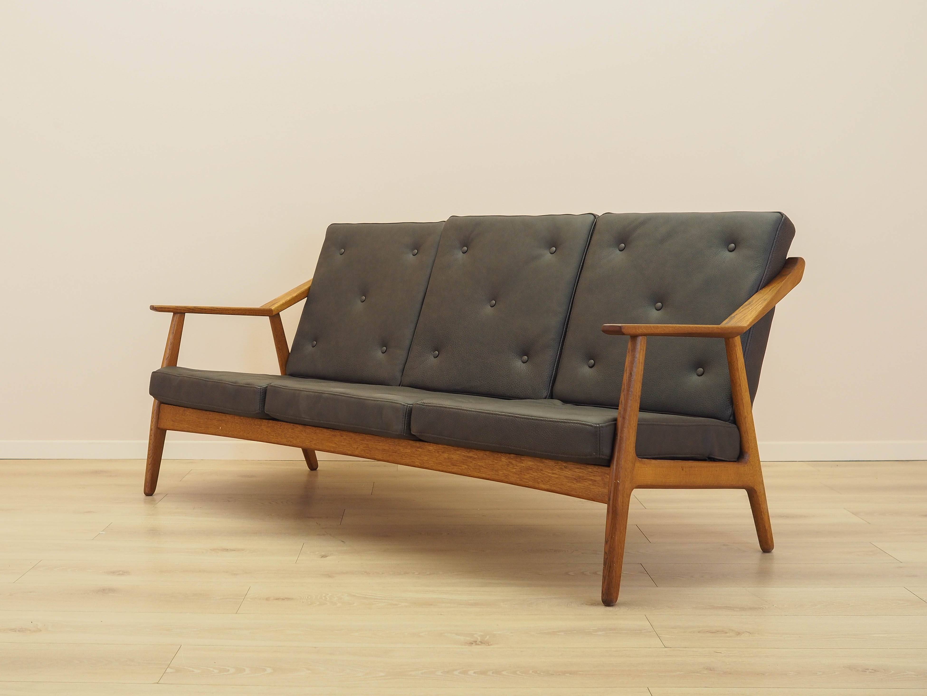 Oak leather sofa by Brockmann Petersen, Danish design 1970s