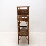 Mid century wicker and beech plant stand, 1960´s, Central Europe