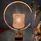 Table lamp glass globe brass and chrome