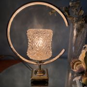 Table lamp glass globe brass and chrome