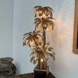 Brass palm tree table lamp with 4 trunks