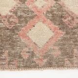 3x12 Soft Pastel Pale Red Turkish Vintage Runner Rug