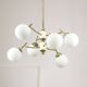 Mid-century Italian Brass and Opaline Chandelier, 50s