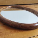 Vintage oval rattan mirror