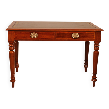 flat desk with two drawers from the 19th century in mahogany and inlays