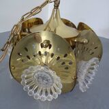 Italian brass and glass ceiling lamp, 1960s