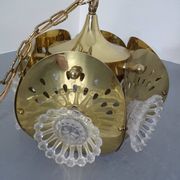 Italian Brass & Glass Ceiling Lamp, 1960s