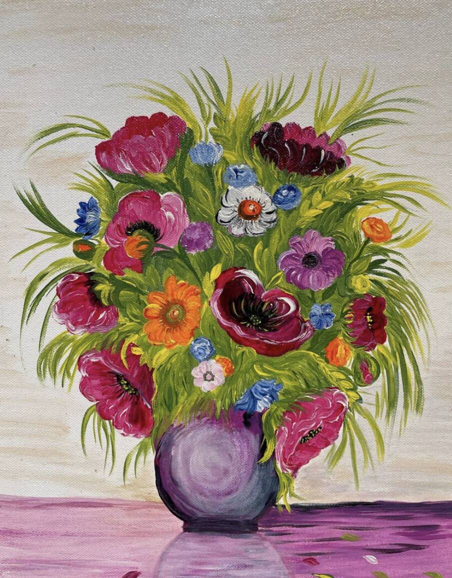 Oil painting on canvas, bouquet of flowers