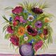 Oil painting on canvas, bouquet of flowers