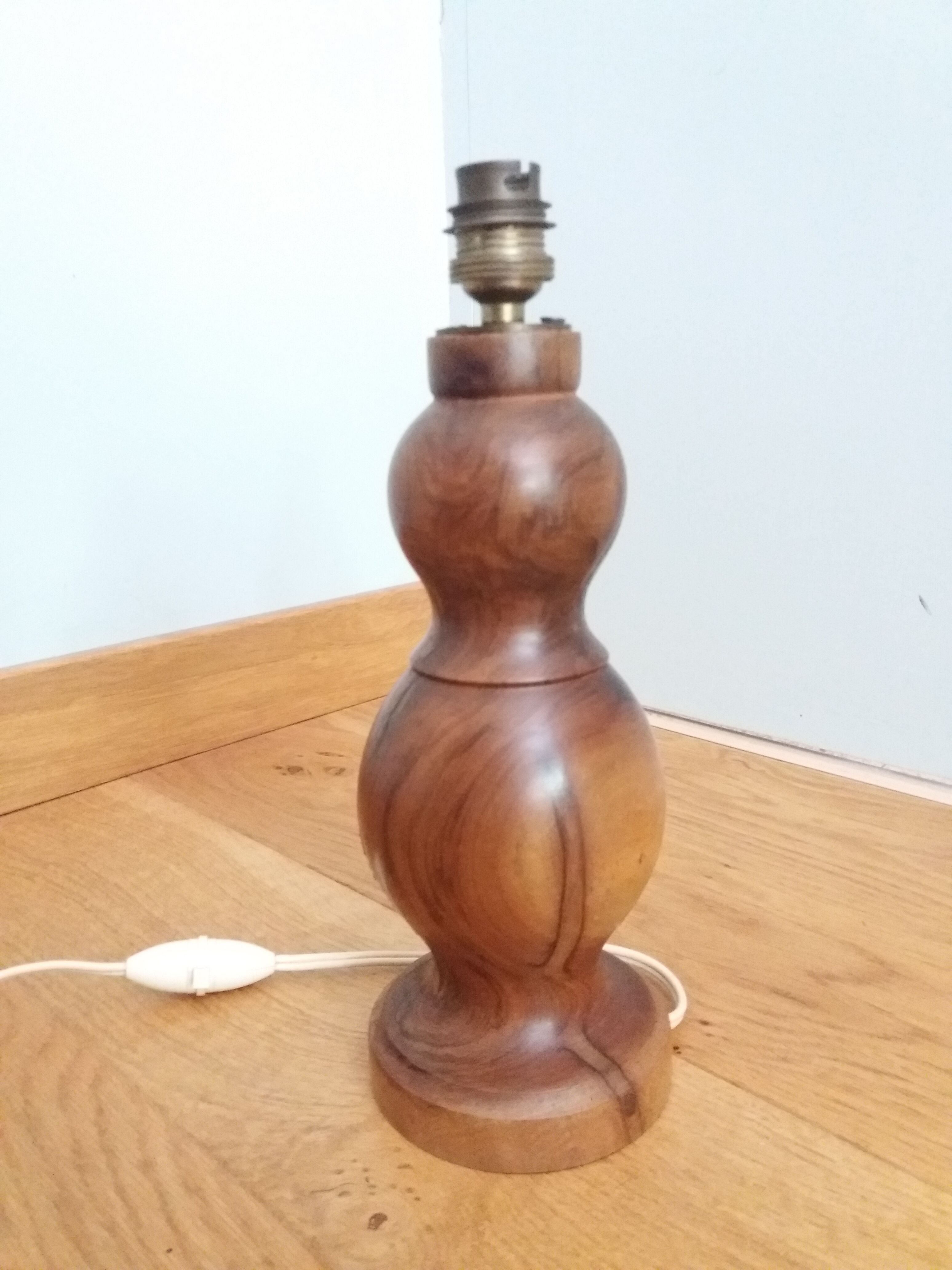 Handmade turned wooden foot lamp