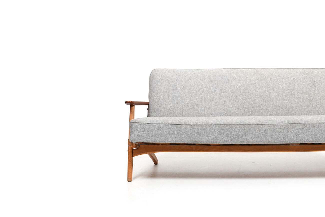 1950s danish 3-seater sofa in solid oak and teak