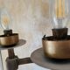 Rare set of 7 wall lights in hammered solid bronze - Raymond Subes style