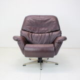 Large scandinavian adjustable leather armchair by peem, 1970s, finland