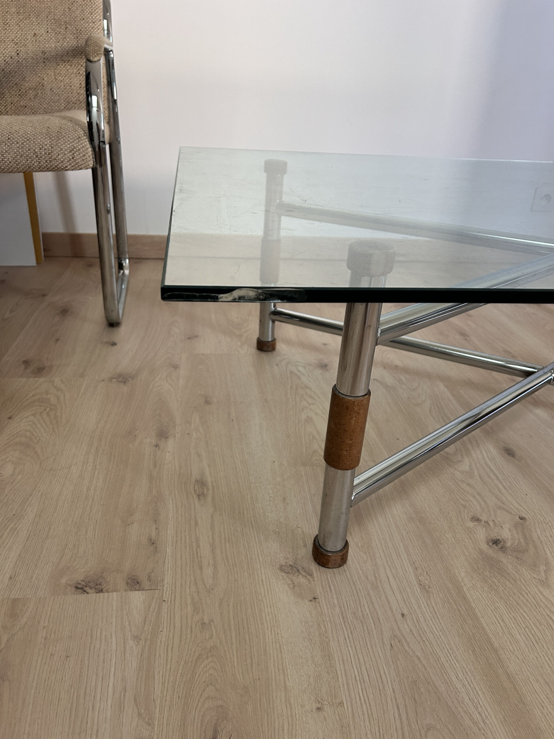 Large liftable/modular coffee table "Up & Down" vintage – Italian design glass & chrome