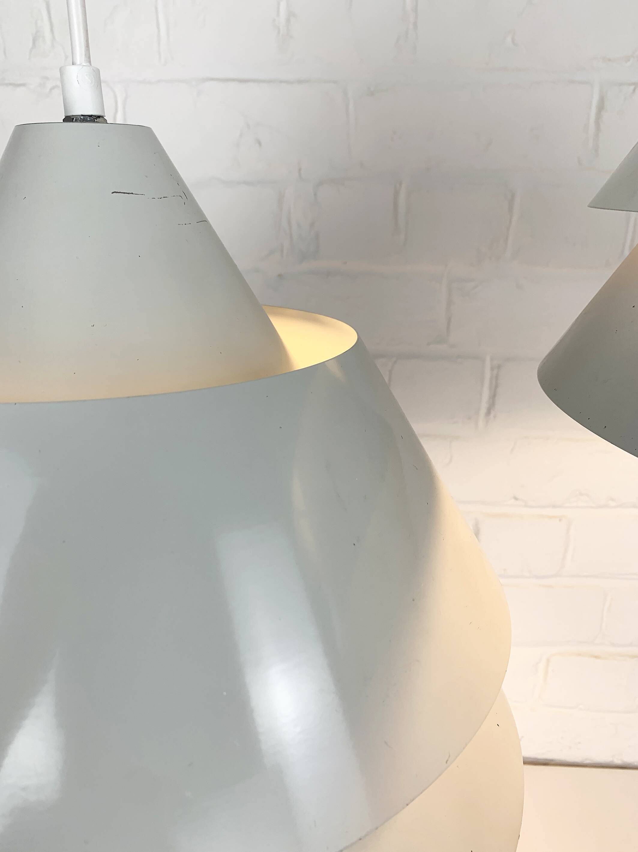 Pair of Zone Pendant Lights in gray, Jo Hammerborg for Fog & Mørup, 1960s