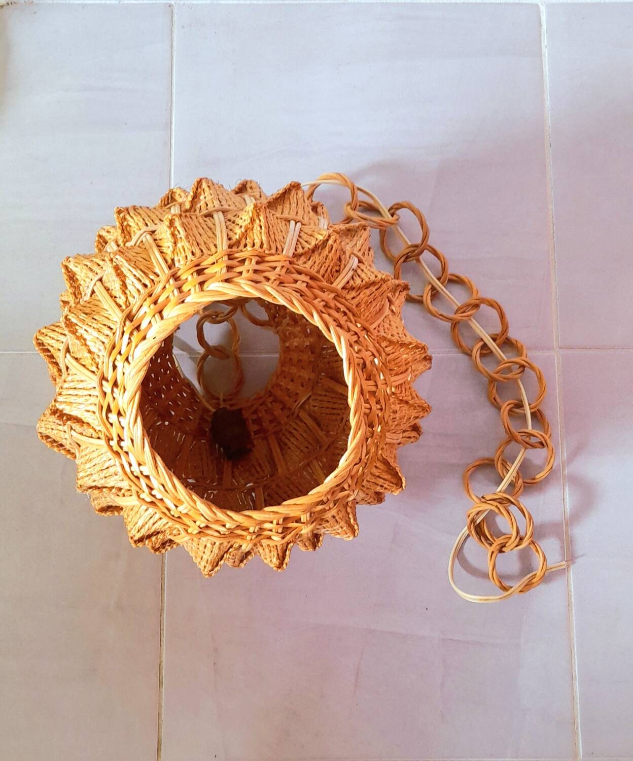 Scandinavian hanging rope and rattan 60s