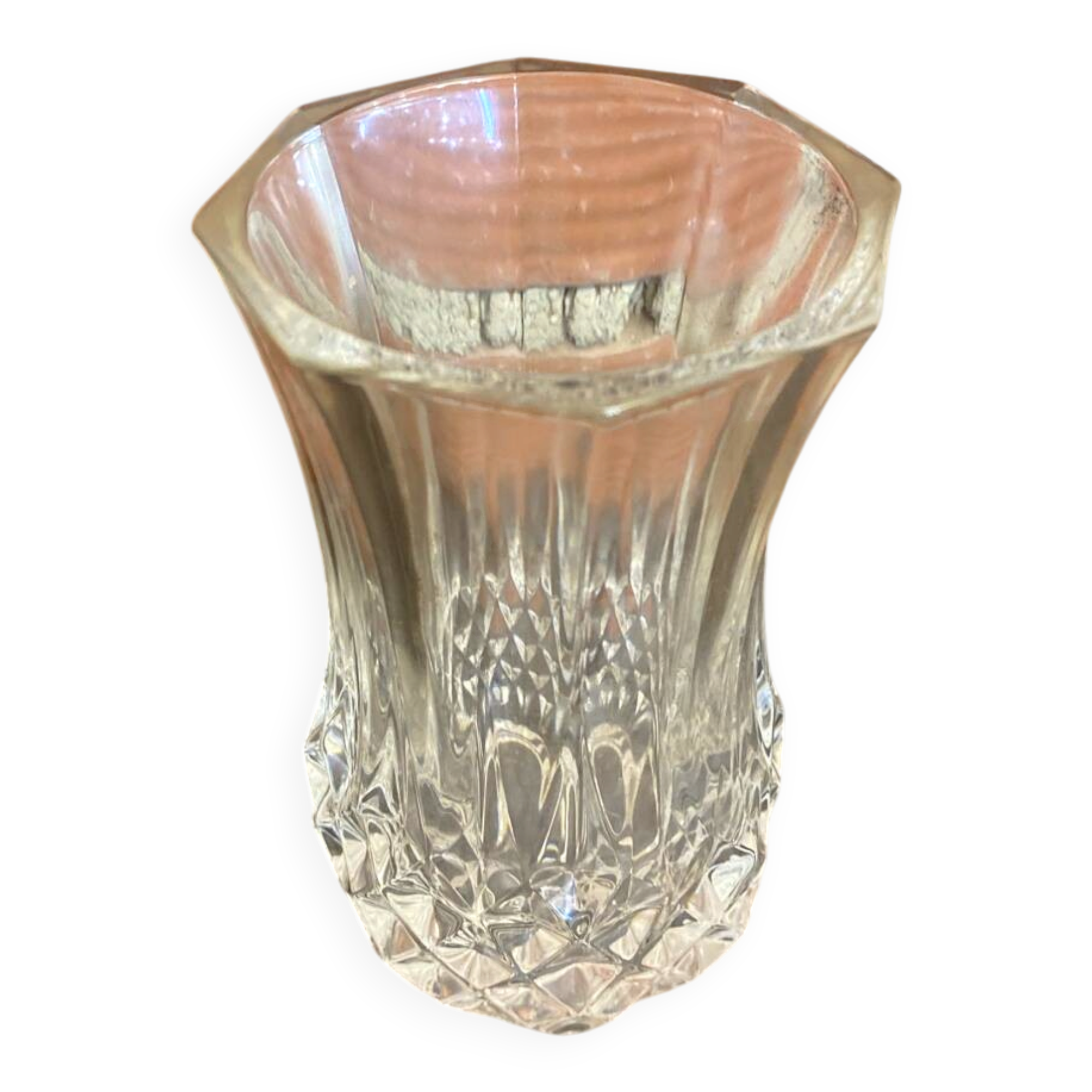 Ancient crystal d'arques vase model longchamp médicis moulded glass vintage