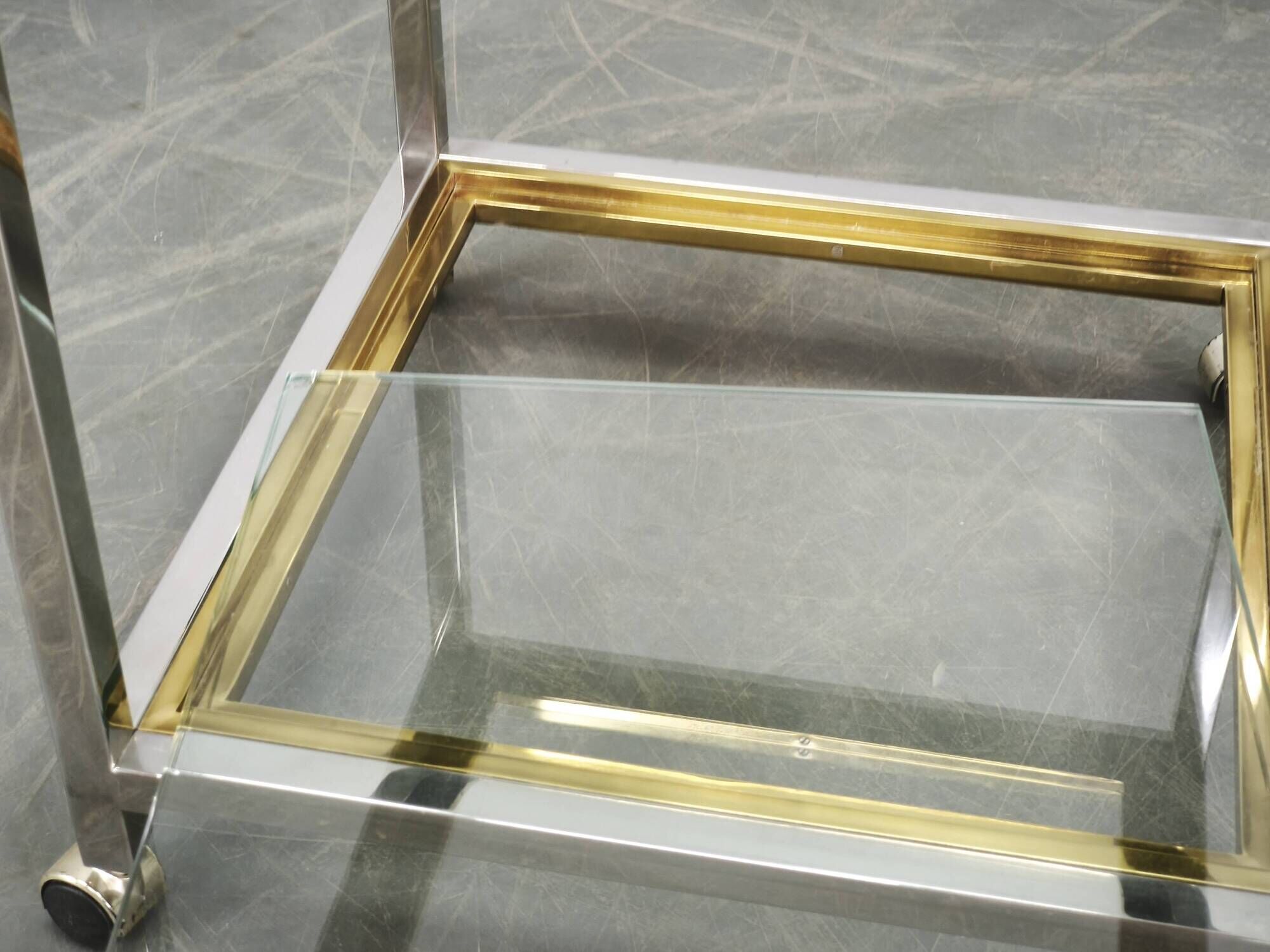 1970s Italian Chrome, Brass and Glass Nesting Tables, Set of Three