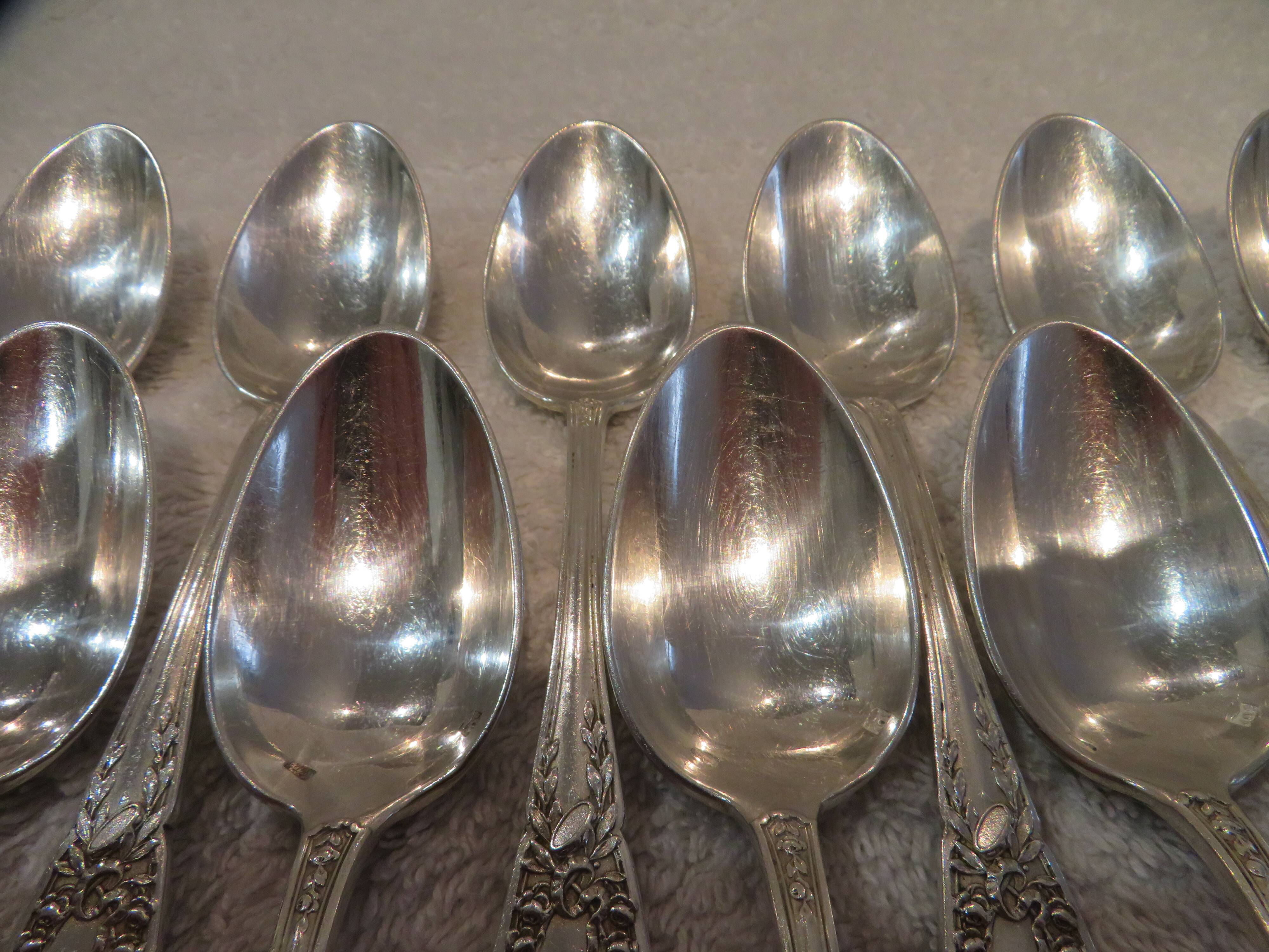 11 silver-plated coffee spoons SFAM Louis XVI musical attributes