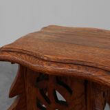 Art Deco tall pedestal in oak with 2 levels, France ca. 1915