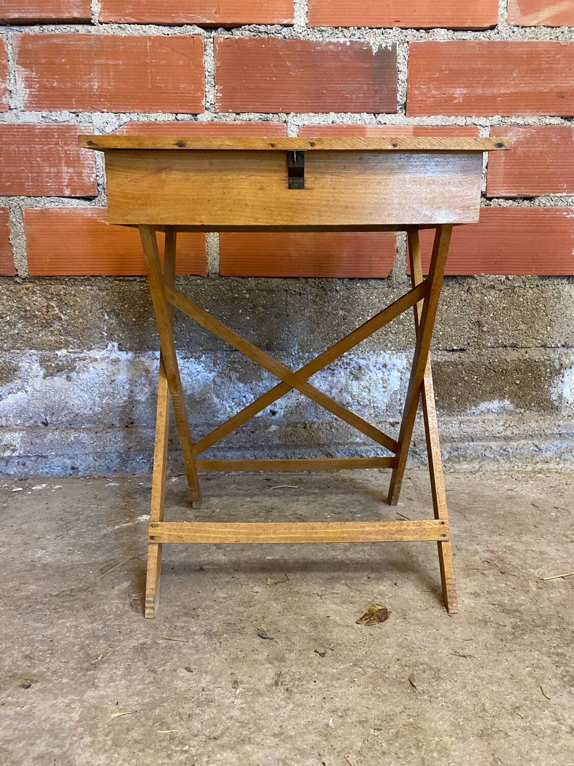 Antique children's wooden folding desk with case 50s vintage
