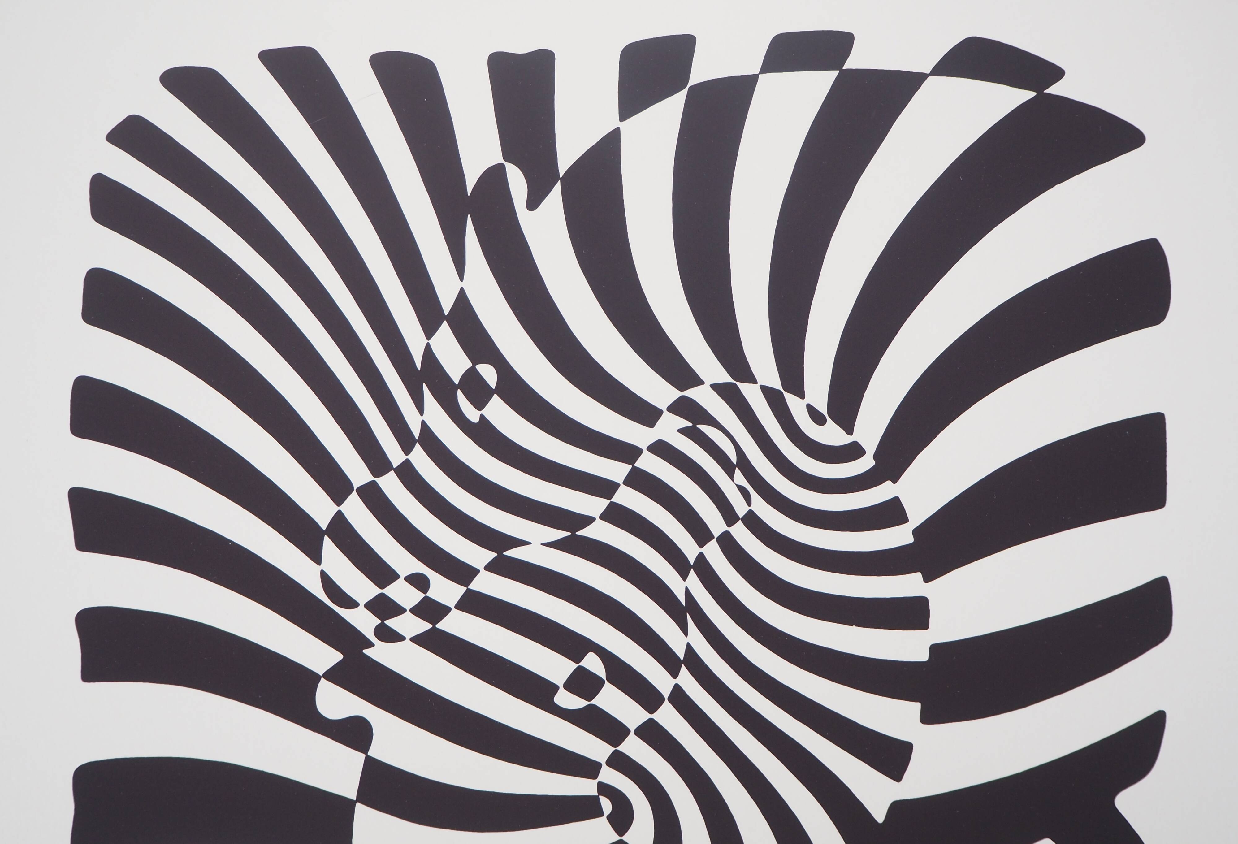Victor vasarely : couple de zèbres - sérigraphie originale signée
