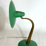 Mid-cenrury Italian Modern brass and green lacquer table lamp from 50s