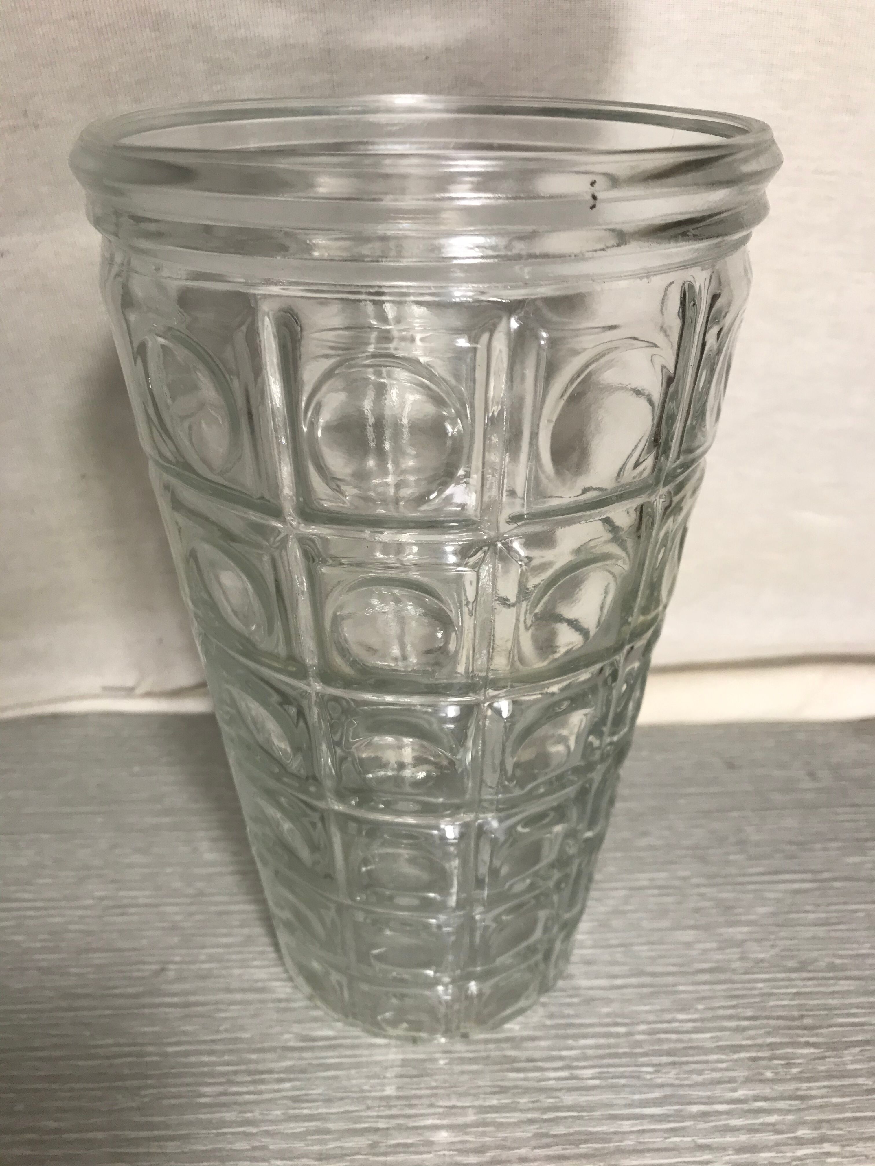 Pair De Vase Old Style ART DECO in Glass Moulded Made In France Vintage