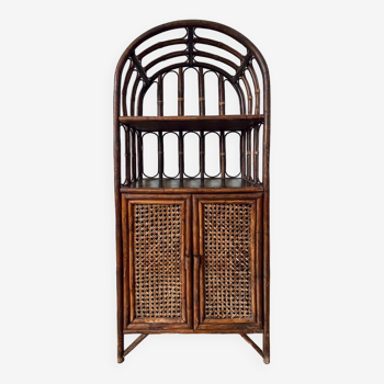 Vintage rattan and caning shelf bookcase
