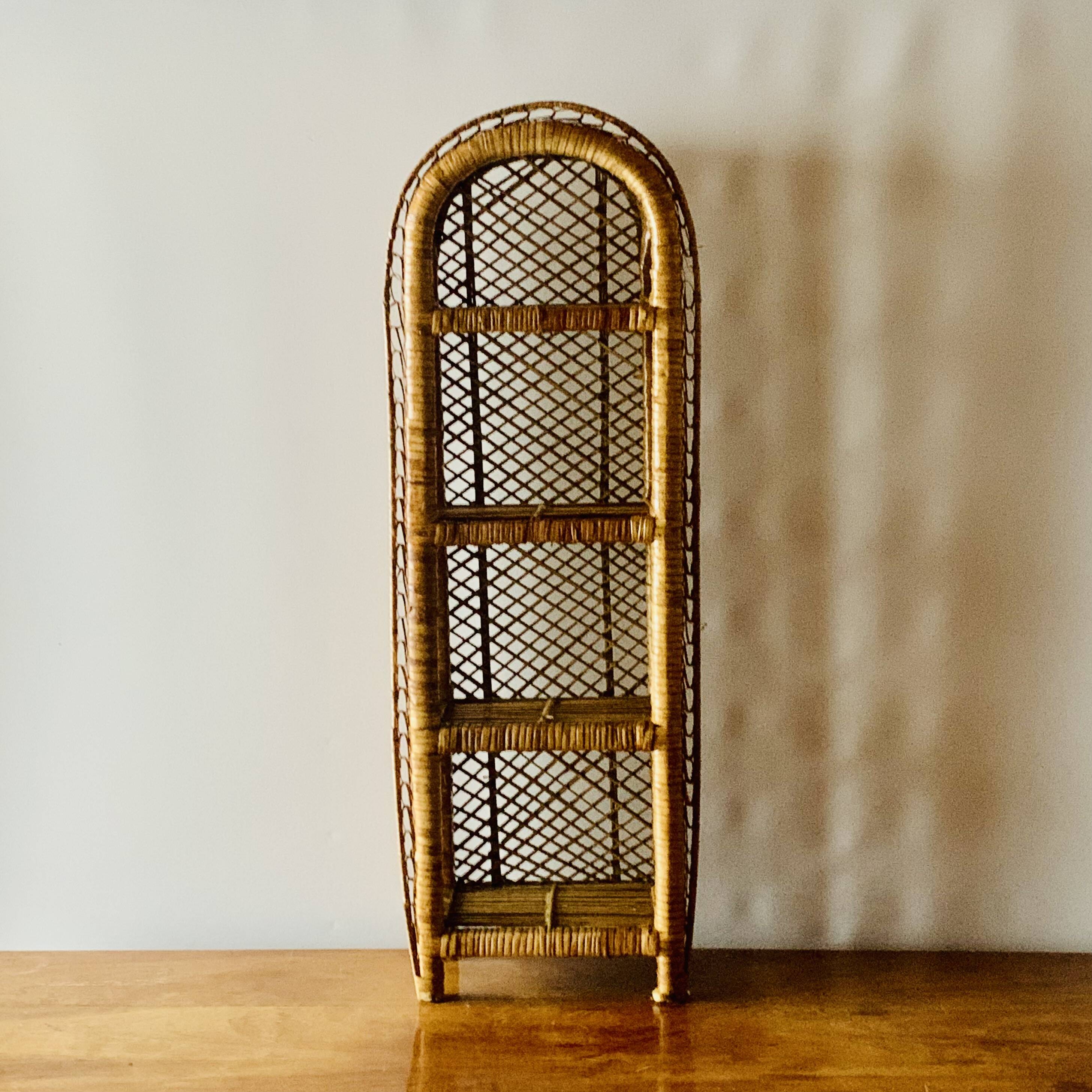 Vintage rattan and wicker shelf