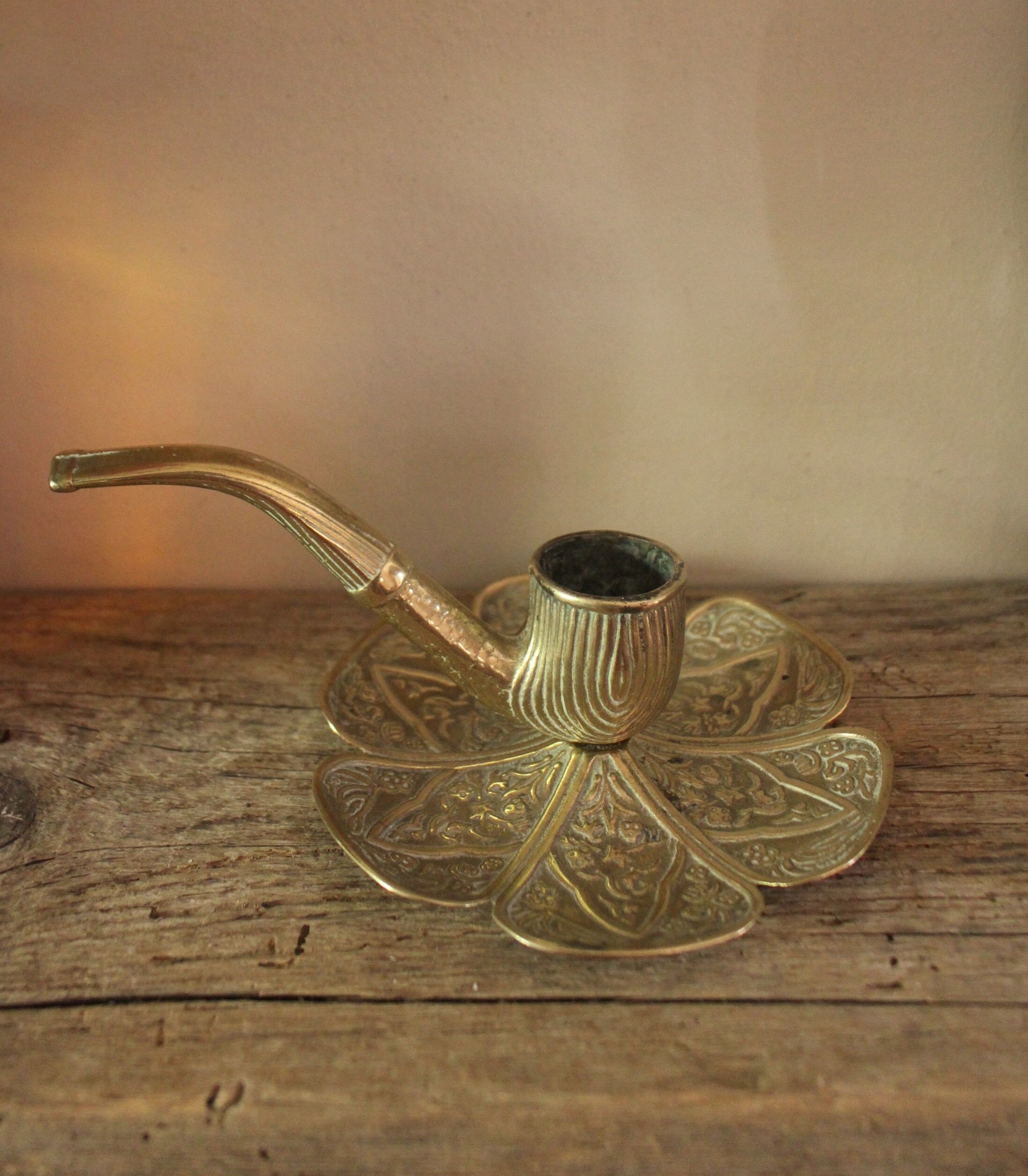 Bougeoir laiton rat de cave pipe