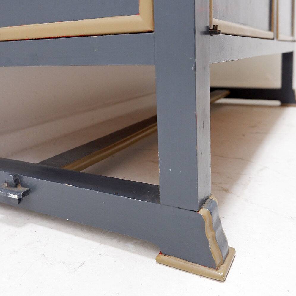 Double-bodied sideboard in grey lacquered wood - one pair available (A)