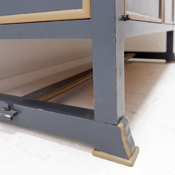 Buffet vaisselier double corps bois laqué gris - une paire disponible (A)