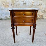Table de chevet style Louis XVI, marbre de Carrare et acajou