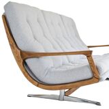 Canapé scandinave vintage extrêmement confortable en tissu gris clair années 1960, unique