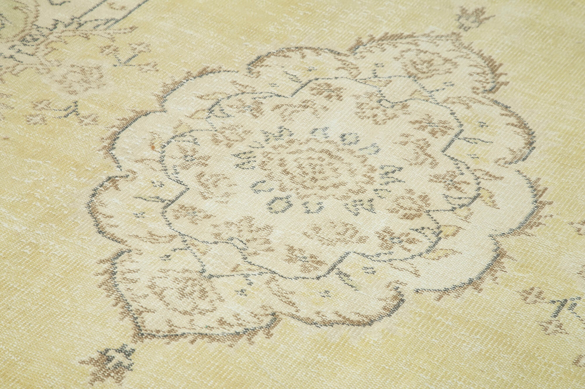 Hand-Knotted Vintage Turkish Beige Rug 186 cm x 313 cm