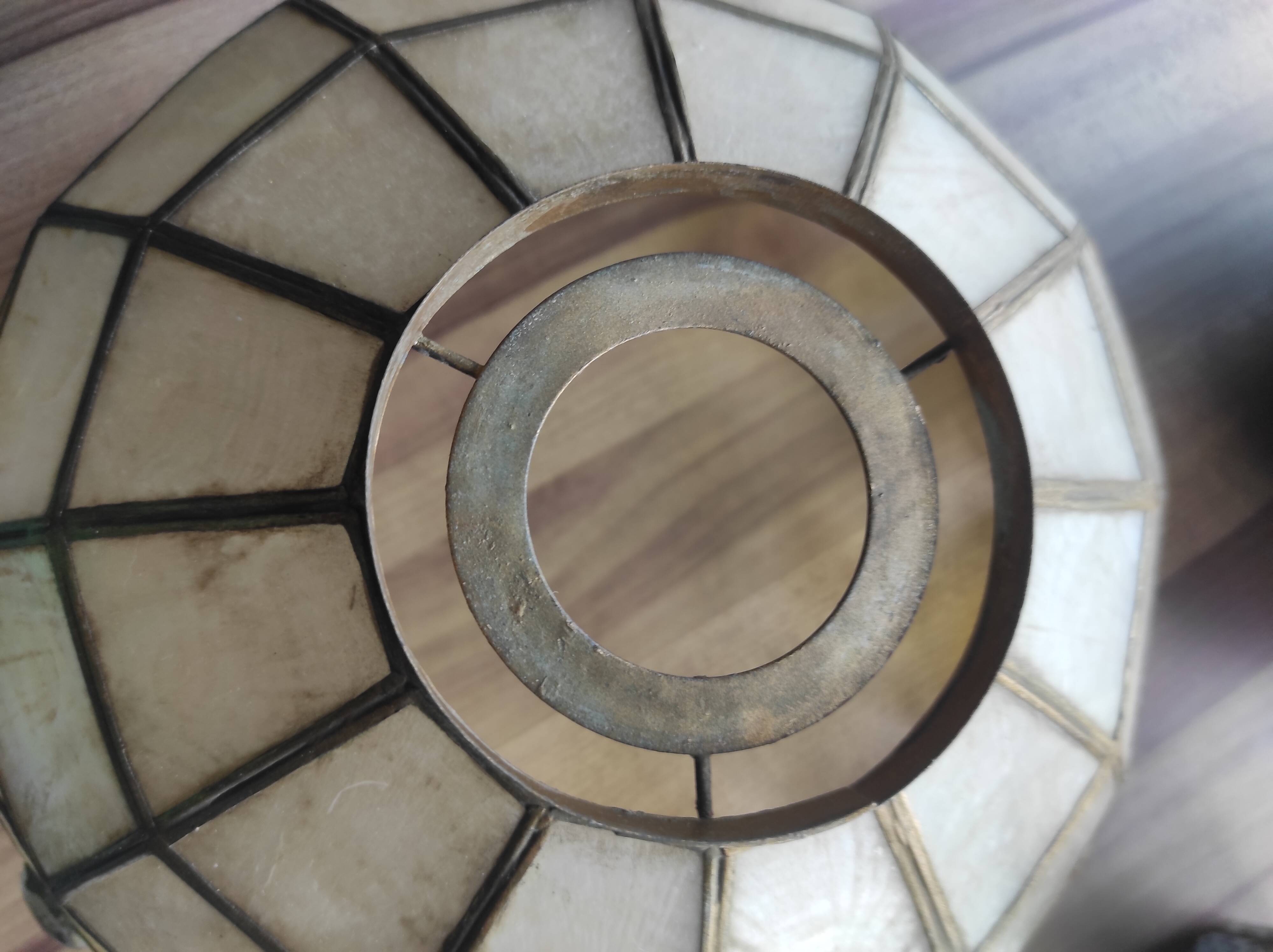 Vintage mother-of-pearl and glass ceiling pendant lampshade