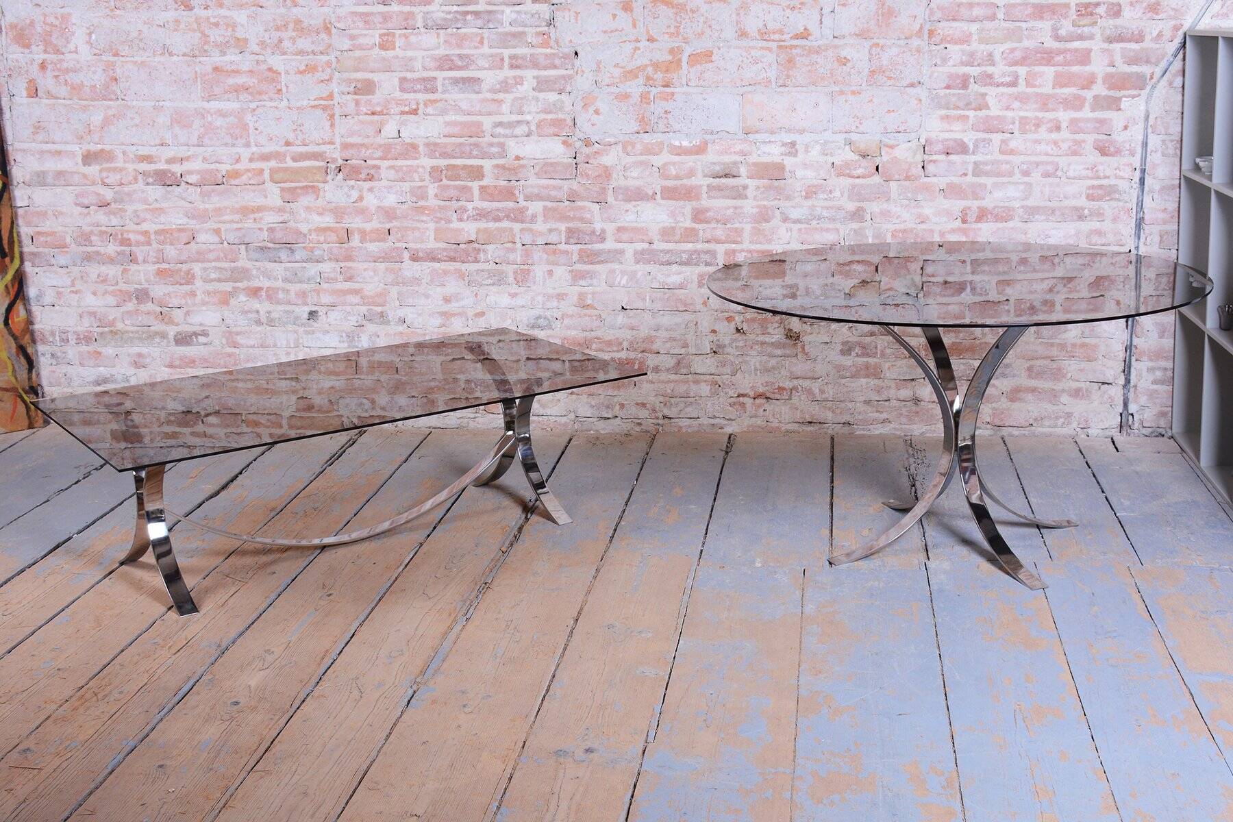Mid-Century Modern Dining Table in Chrome and Glass by O. Borsani, 1960s