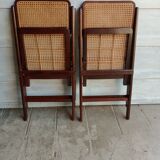 Vintage folding cane and wood chairs