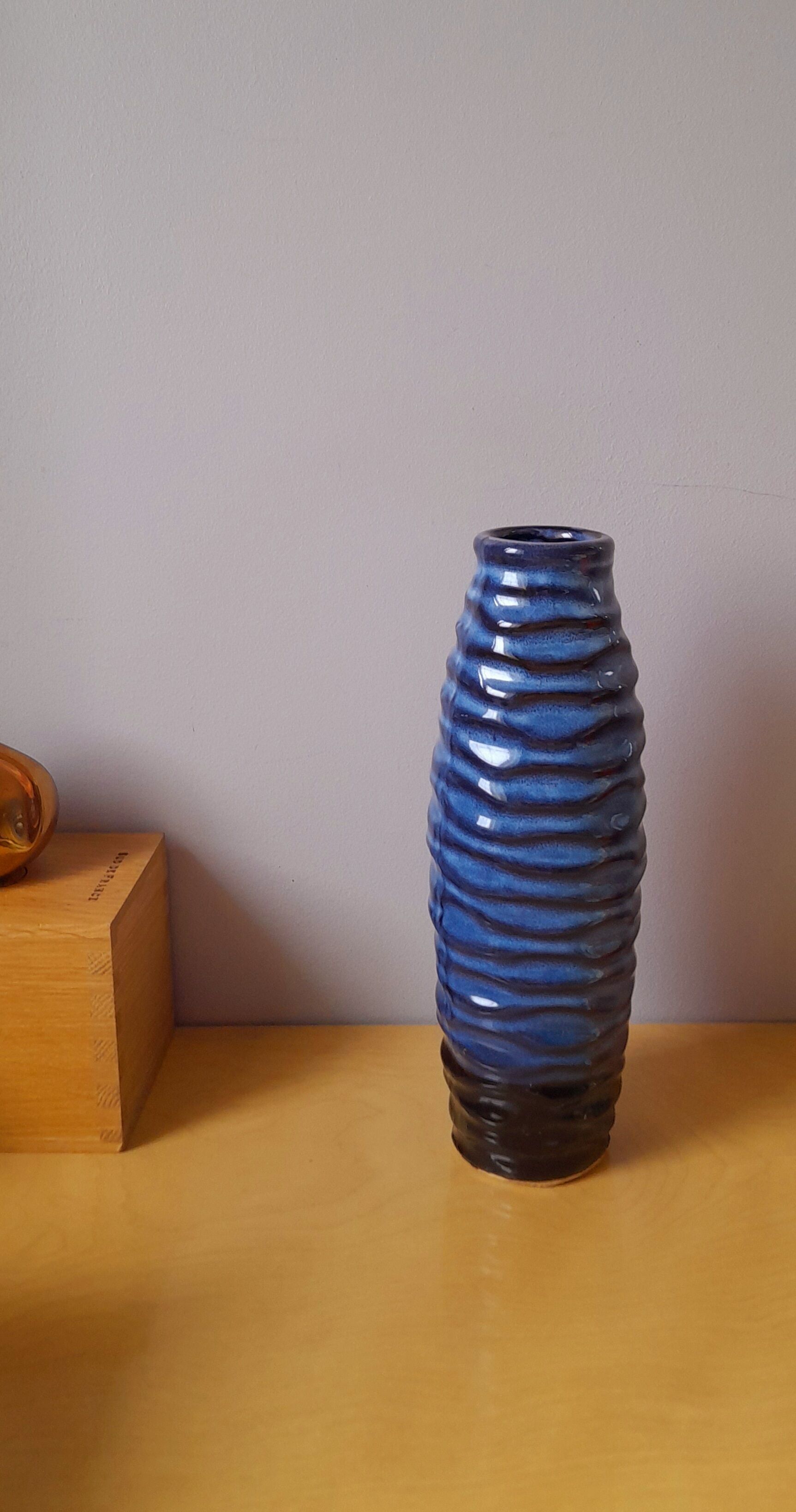 Blue ceramic vase 70s