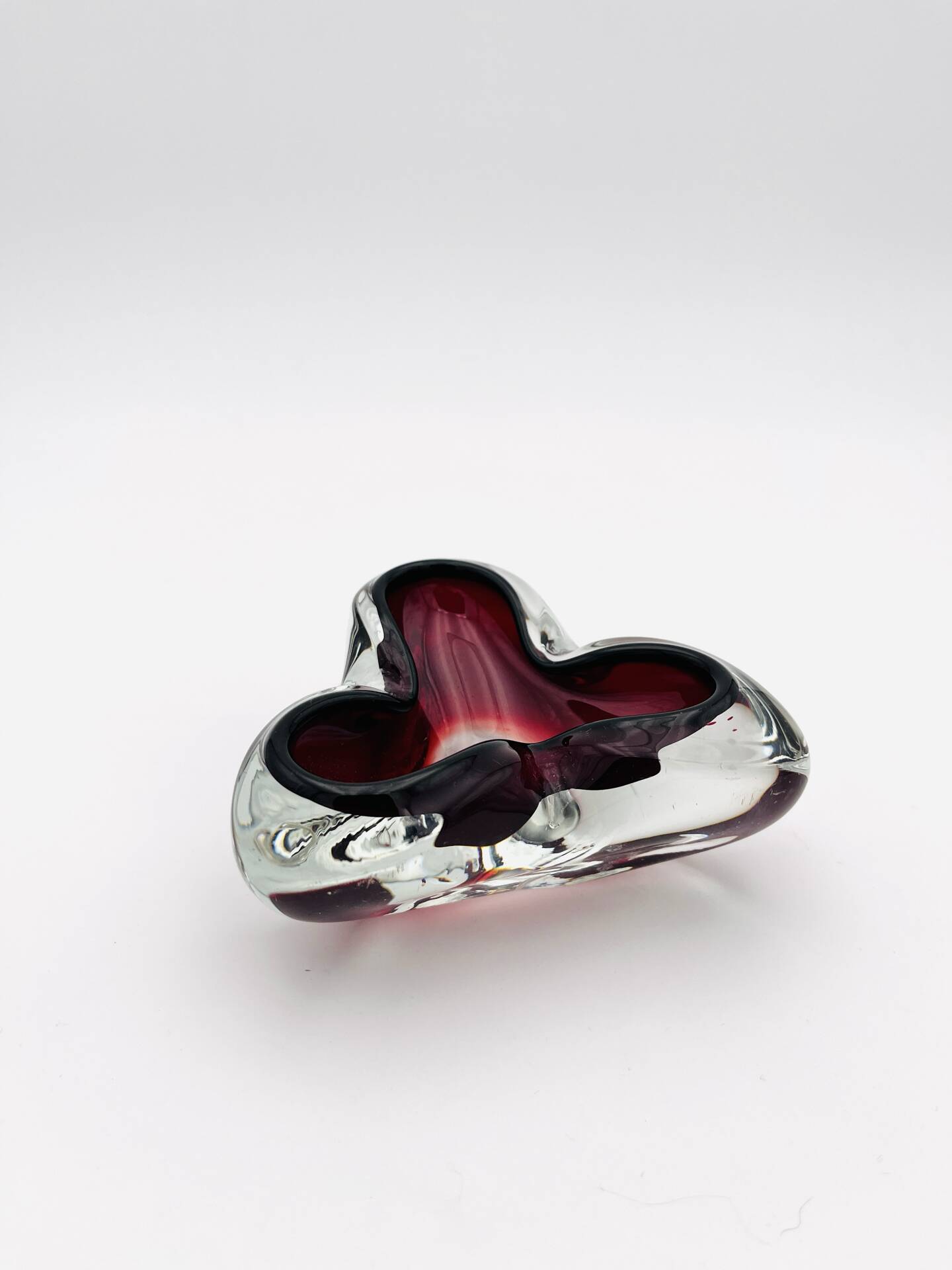 Trilobe Murano Sommerso Ruby Red & Solid Crystal Pocket Vase