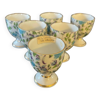 Set of 6 old porcelain egg cups