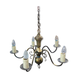 Lustre hollandais 5 branches en laiton