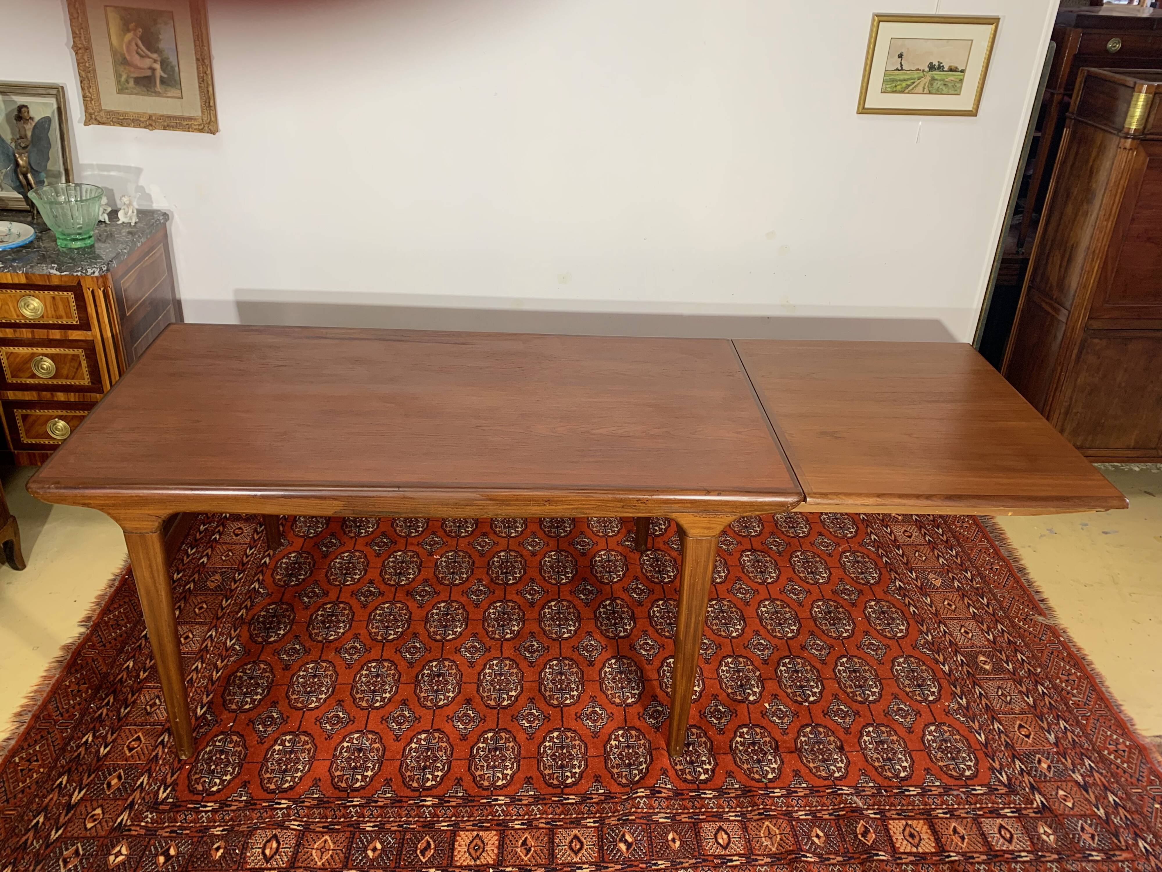 Scandinavian living room dining room table in teak, denmark 1960