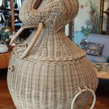 Old vintage rattan elephant head chest basket